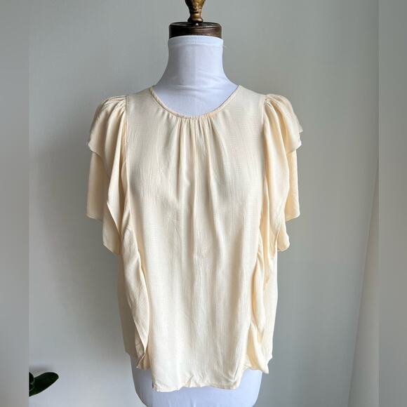 ANTHROPOLOGIE MAEVE FLUTTER SLEEVE BLUSH PINK BLOUSE SIZE SMALL - Picture 1 of 5